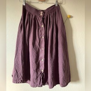 LinenFox Eggplant Linen Skirt with buttons 💛